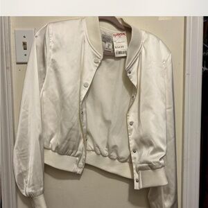 White Satin Bomber Jacket